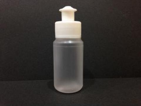 Flacon plastic transparent/alb 50 ml cu dop push pull
