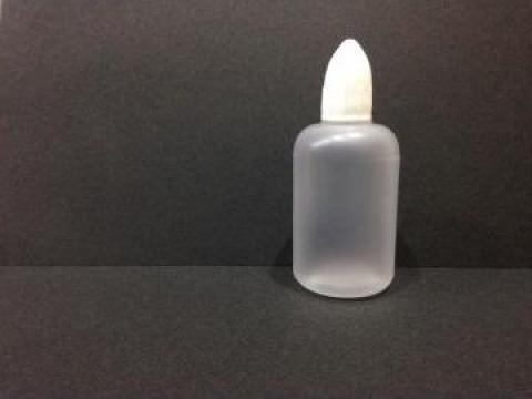 Flacon transparent 50 ml cu dop fi 10 picurator alb/rosu