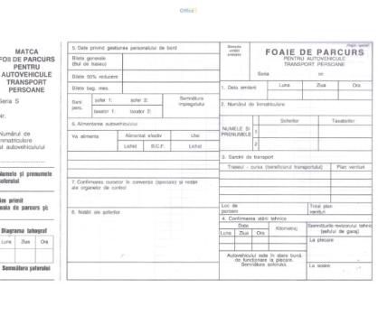 Foaie parcurs transport persoane A5