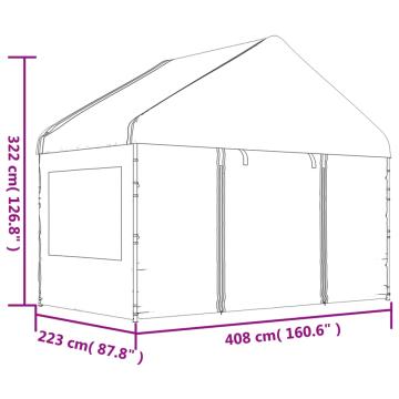 Foisor cu acoperis, alb, 15,61x4,08x3,22 m