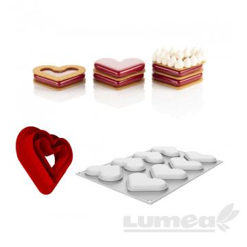 Forma tort din silicon Level Hearts 35 - SilikoMart