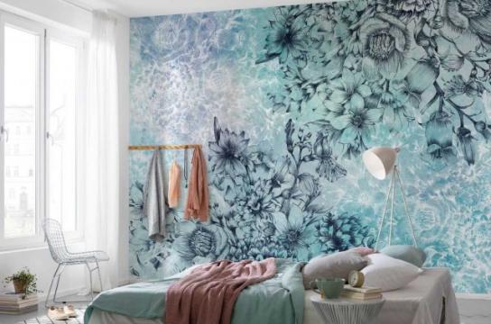 Fototapet decorativ Colaj cu flori in vant