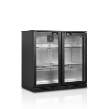 Frigider de bar cu doua usi Tefcold, negru, capacitate 196L