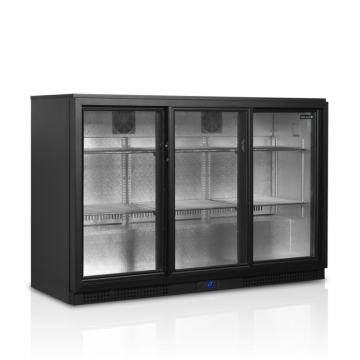 Frigider de bar cu trei usi Tefcold, negru, capacitate 311L