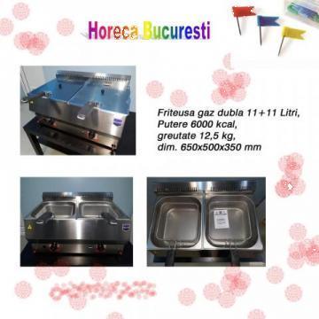 Friteuza inox gaz 11+11 Litri de banc profesionala