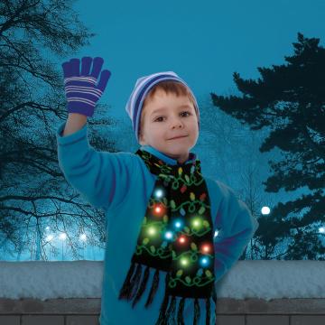 Fular de Craciun - 100 cm - LED, cu baterie, negru