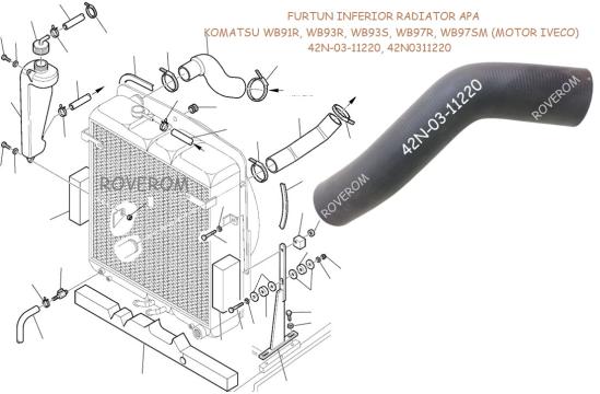 Furtun inferior radiator apa Komatsu WB91R, WB93R, WB97S