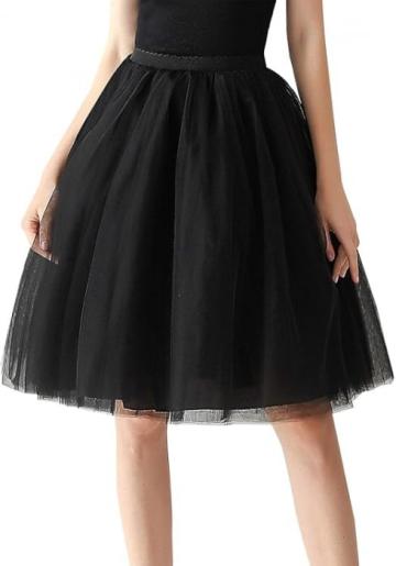 Fusta vaporoasa din dantela neagra cu talie elastica