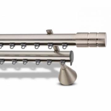 Galerie dubla cu canal de culisare, culoare inox, Duo
