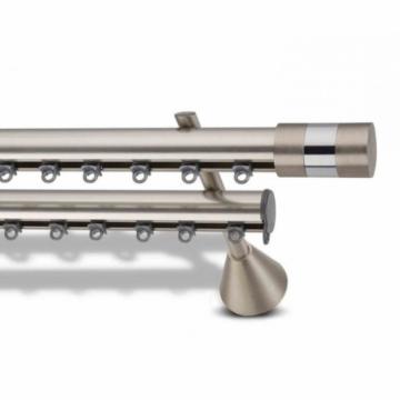 Galerie dubla cu canal de culisare, culoare inox, Monika