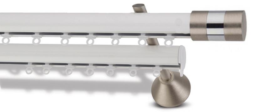 Galerie dubla cu canal de culisare, culoare inox-alb, Monika