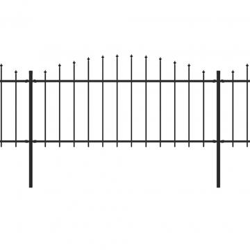Gard de gradina cu varf sulita, negru, 5,1 m, otel