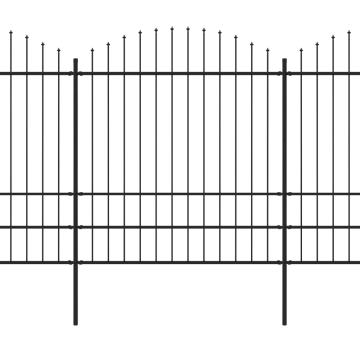 Gard de gradina cu varf sulita, negru, 6,8 m, otel