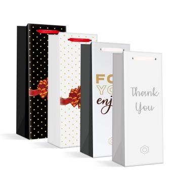 Geanta cadou sticle - hartie - 360 x 127 x 83 mm - 4 tipuri
