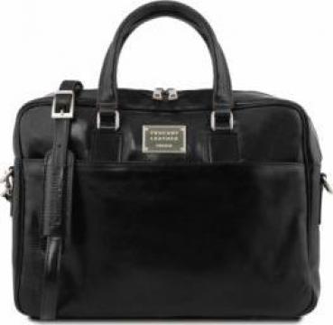 Geanta laptop barbati din piele neagra Tuscany Leather