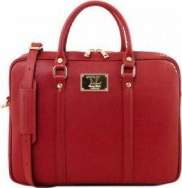 Geanta laptop dama eleganta Tuscany Leather, Prato, rosie