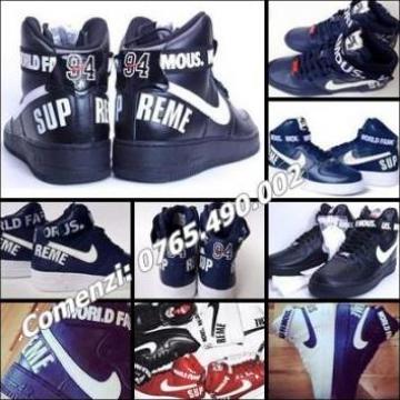 Ghete sneakers dama Nike Supreme Air Force 1 World Famous