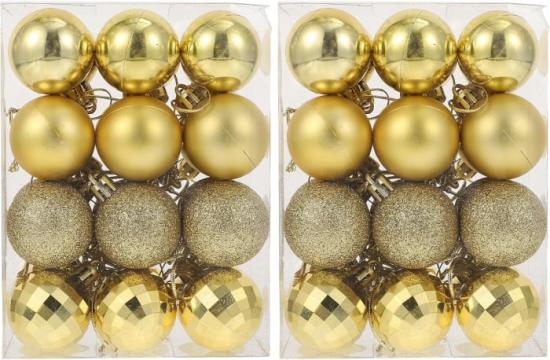 Globuri decorare pom sarbatori aurii - set 48 bucati