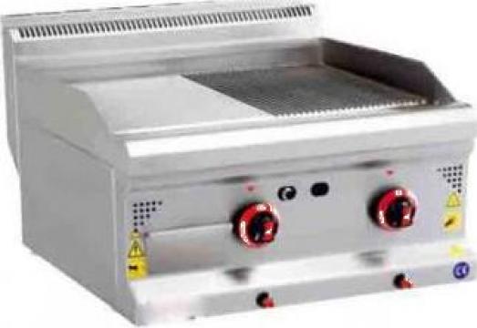 Gratar inox gaz, placa neted-striat de banc