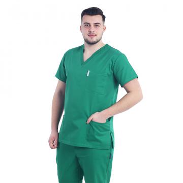 Halat medical verde chirurgical unisex cu anchior in forma V