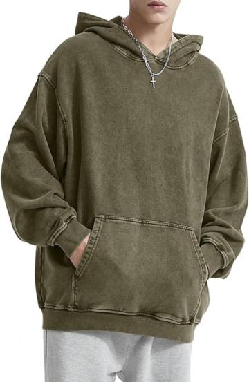 Hanorac casual lejer, cu gluga, verde vintage M