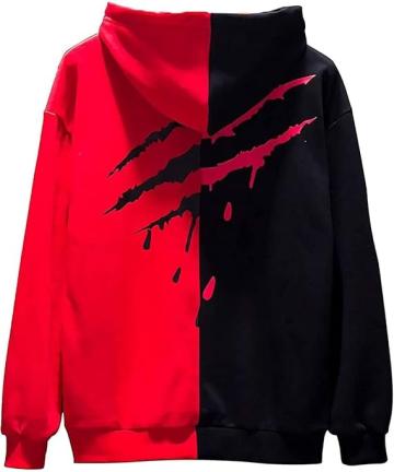 Hanorac unisex lejer, cu gluga, rosu negru S