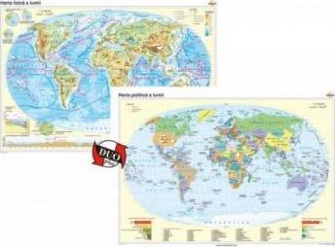 Harta fizica a lumii / harta politica a lumii