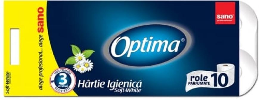 Hartie igienica, 3 straturi, 10 role set, Sano Optima Towel