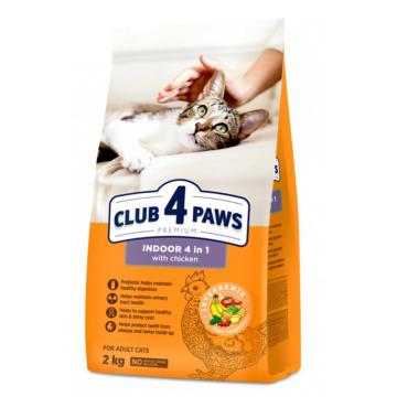Hrana pisici Club 4 Paws Cat adult indoor 4 in 1 cu pui 2kg