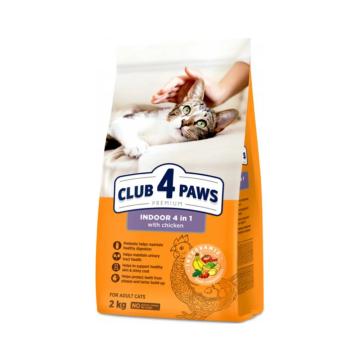 Hrana pisici Club 4 Paws Cat adult indoor 4 in 1 cu pui 2kg