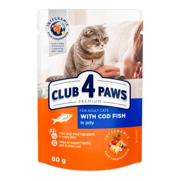 Hrana plic pisica Cod in Jelly 80g - Club 4 Paws