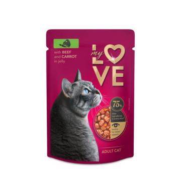 Hrana plic pisica cu vita & legume in jeleu 100g - MyLove