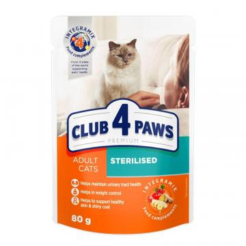 Hrana plic pisici sterilizate cu pui 80g - Club 4 Paws