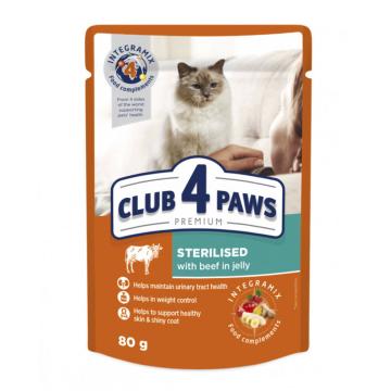Hrana plic pisici sterilizate cu vita 80g - Club 4 Paws