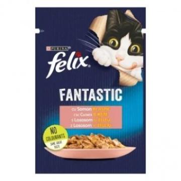 Hrana umeda Purina Felix Fantastic cu somon in aspic 85g
