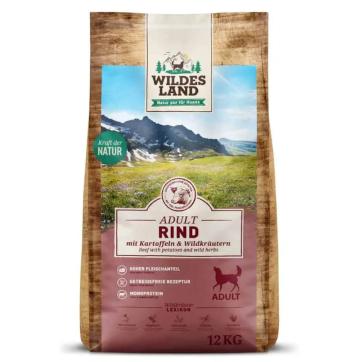 Hrana uscata Wildes Land pentru caini, cu vita, 12 kg