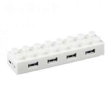 Hub USB Lego USB 2.0, incarcare 4 porturi alb cu led cablu