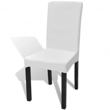 Husa elastica pentru scaun drept, 6 buc, alb