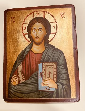 Icoana pictata Domnul Iisus Hristos verde 18cm