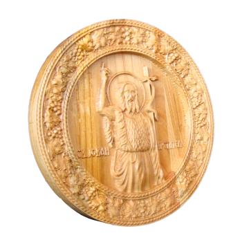 Icoana sculptata Sf. Ioan Botezatorul, lemn masiv d 19.5 mm