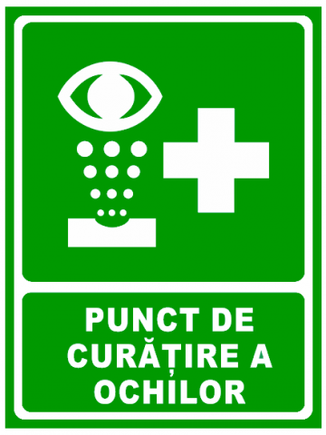Indicator de securitate pentru punct de curatare a ochilor