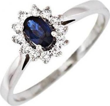 Inel aur 14K cu safir si diamante