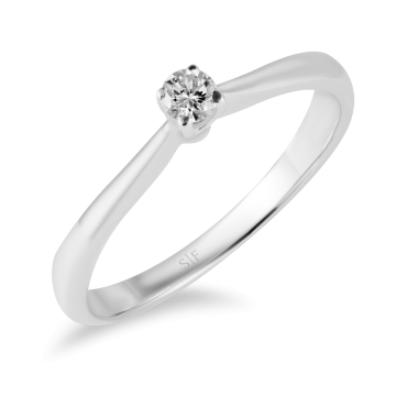 Inel din aur alb de 18K cu diamant de 0.10 carate