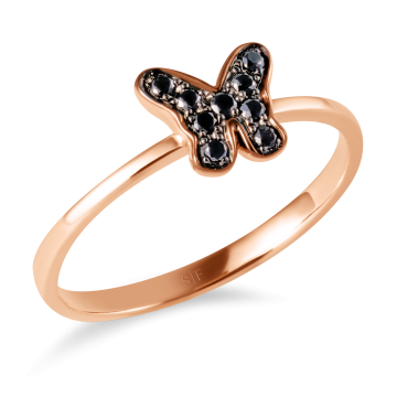 Inel din aur roz de 14K cu diamante negre de 0.11 carate