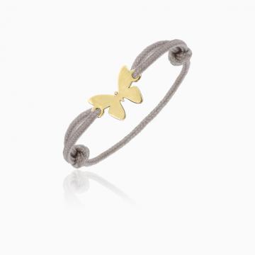 Inel snur reglabil fluture 7mm argint 925 placat aur galben