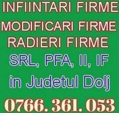 Infiintare, modificare, radiere firma Craiova - Dolj