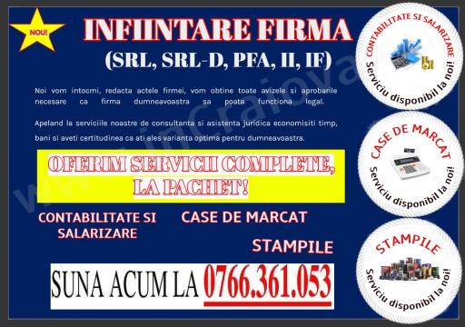 Infiintari firme: SRL, PFA, II