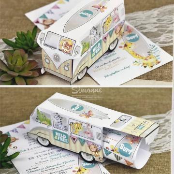 Invitatie Animalute la surf pentru botez fetita baietel