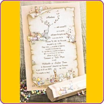 Invitatie botez papirus cu jucarii