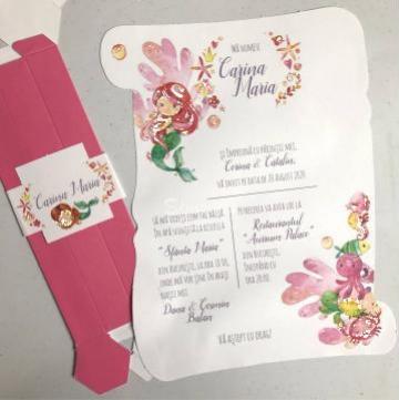 Invitatie botez papirus pentru fetite Mica Sirena